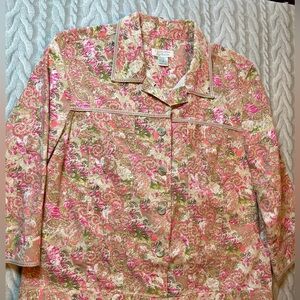 Christopher & Banks Pink Floral Jean Jacket